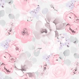 TAPETA W RÓŻOWE I SZARE...