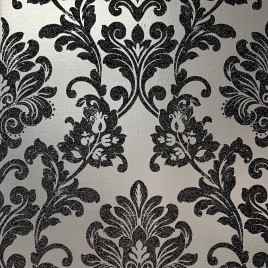 TAPETA SREBRNA Z CZARNYM...