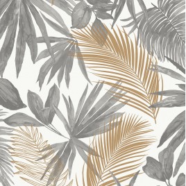 TAPETA JUNGLE LIŚCIE SZARE...