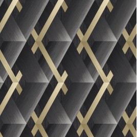 TAPETA CZARNA W ZŁOTE LINIE...